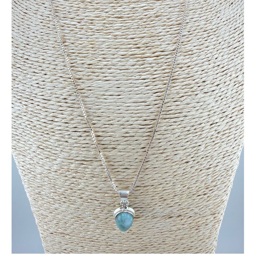 Sterling Silver Larimar Teardrop Pendant Necklace